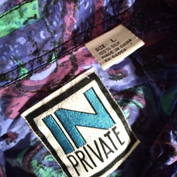 Vintage In Private Abstract Pattern Silk Hawaiian Shirt - Picture 7 of 8